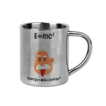 E=mc2 Energy = Milk*Coffe, Mug Stainless steel double wall 300ml