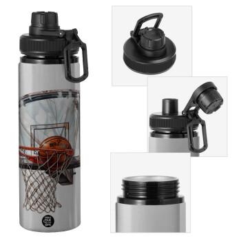 Basketball, Μεταλλικό παγούρι νερού με καπάκι ασφαλείας, αλουμινίου 850ml