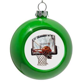 Basketball, Green Christmas tree ornament bauble 8cm