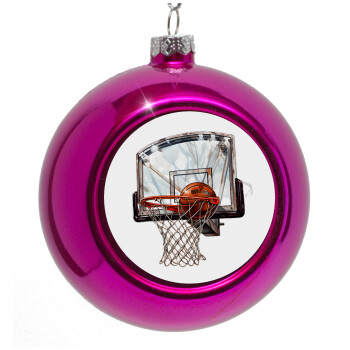 Basketball, Purple Christmas tree ornament bauble 8cm