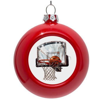 Basketball, Red Christmas tree ornament bauble 8cm