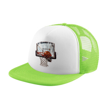Basketball, Καπέλο Ενηλίκων Soft Trucker με Δίχτυ ΠΡΑΣΙΝΟ/ΛΕΥΚΟ (POLYESTER, ΕΝΗΛΙΚΩΝ, ONE SIZE)