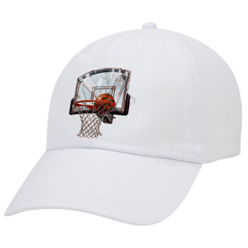 Basketball, Καπέλο Ενηλίκων Baseball Λευκό 5-φύλλο (POLYESTER, ΕΝΗΛΙΚΩΝ, UNISEX, ONE SIZE)