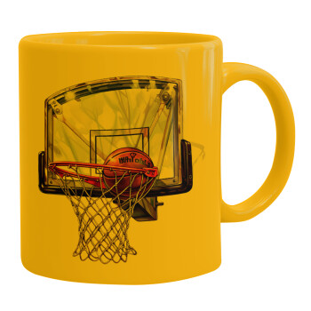 Basketball, Ceramic coffee mug yellow, 330ml (1pcs)