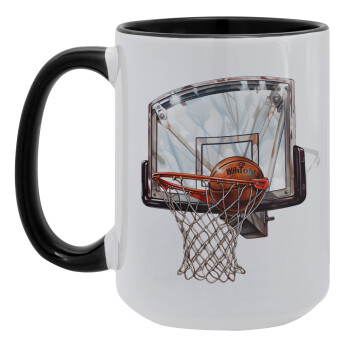 Basketball, Κούπα Mega 15oz, κεραμική Μαύρη, 450ml