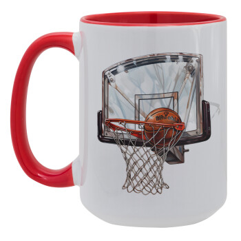 Basketball, Κούπα Mega 15oz, κεραμική Κόκκινη, 450ml