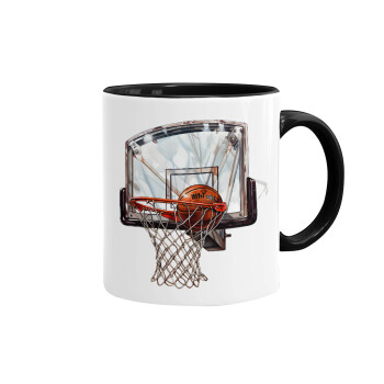 Basketball, Κούπα χρωματιστή μαύρη, κεραμική, 330ml