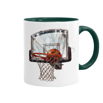 Basketball, Κούπα χρωματιστή πράσινη, κεραμική, 330ml