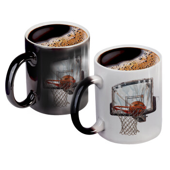 Basketball, Color changing magic Mug, ceramic, 330ml when adding hot liquid inside, the black colour desappears (1 pcs)