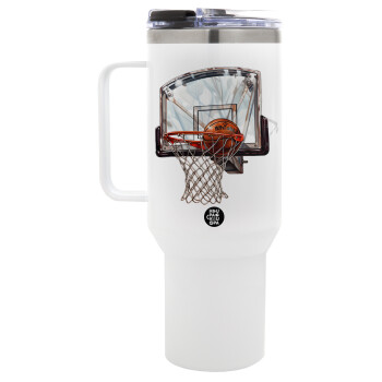 Basketball, Mega Tumbler με καπάκι, διπλού τοιχώματος (θερμό) 1,2L