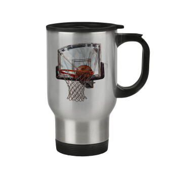 Basketball, Κούπα ταξιδιού ανοξείδωτη με καπάκι, διπλού τοιχώματος (θερμό) 450ml