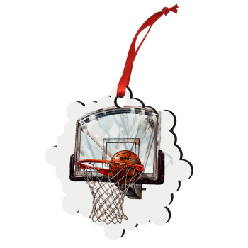 Basketball, Χριστουγεννιάτικο στολίδι snowflake ξύλινο 7.5cm