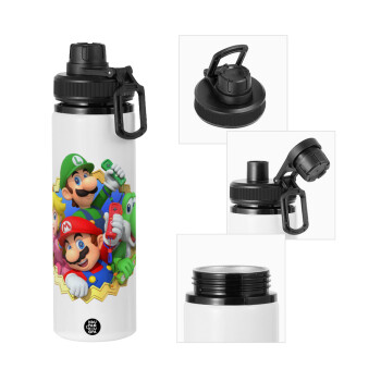 Super mario and Friends, Metal water bottle with safety cap, aluminum 850ml