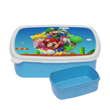 Super mario and Friends, ΜΠΛΕ παιδικό δοχείο φαγητού (lunchbox) πλαστικό (BPA-FREE) Lunch Βox M18 x Π13 x Υ6cm