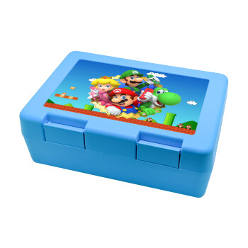 Super mario and Friends, Children's cookie container LIGHT BLUE 185x128x65mm (BPA free plastic)