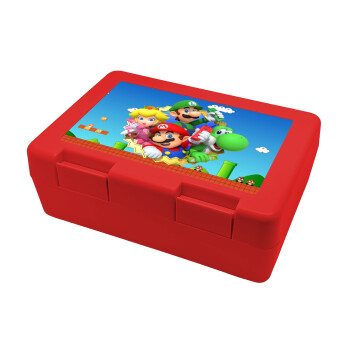 Super mario and Friends, Children's cookie container RED 185x128x65mm (BPA free plastic)