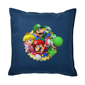 Super mario and Friends, Sofa cushion Blue 50x50cm includes filling