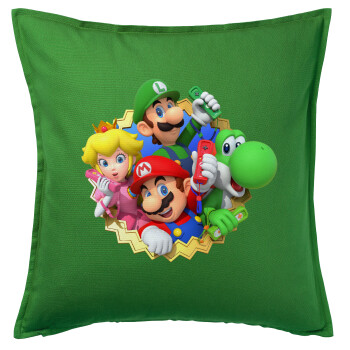 Super mario and Friends, Sofa cushion Green 50x50cm includes filling