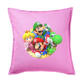 Super mario and Friends, Sofa cushion Pink 50x50cm includes filling