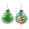 Transparent Christmas tree ball ornament with green filling 8cm