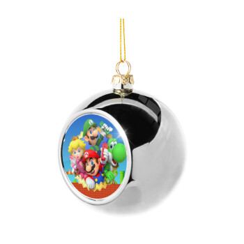 Super mario and Friends, Silver 8cm Christmas tree ball ornament