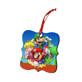 Super mario and Friends, Christmas ornament polygon wooden 7.5cm