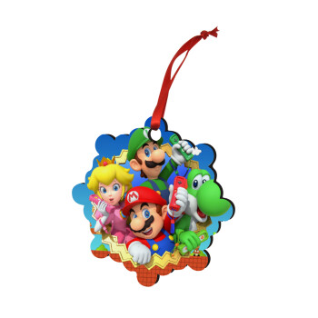 Super mario and Friends, Christmas ornament snowflake wooden 7.5cm