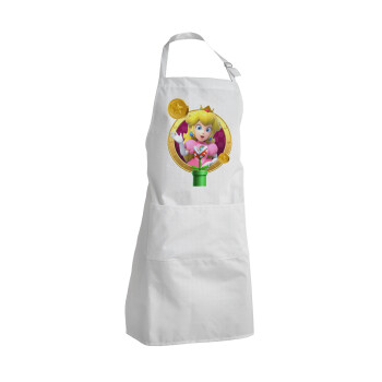 Princess Peach Toadstool, Adult Chef Apron (with sliders and 2 pockets)