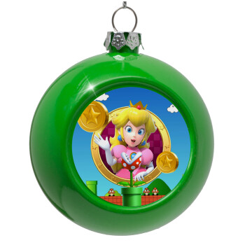 Princess Peach Toadstool, Στολίδι Χριστουγεννιάτικη μπάλα δένδρου Πράσινο 8cm