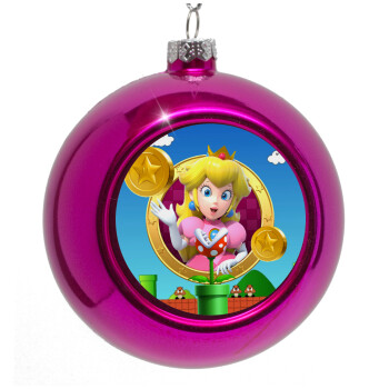 Princess Peach Toadstool, Στολίδι Χριστουγεννιάτικη μπάλα δένδρου Μωβ 8cm