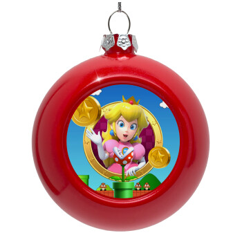 Princess Peach Toadstool, Στολίδι Χριστουγεννιάτικη μπάλα δένδρου Κόκκινη 8cm