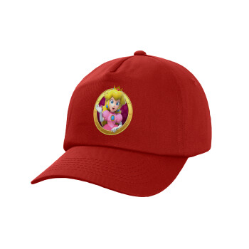 Princess Peach Toadstool, Καπέλο παιδικό Baseball, 100% Βαμβακερό Twill, Κόκκινο (ΒΑΜΒΑΚΕΡΟ, ΠΑΙΔΙΚΟ, UNISEX, ONE SIZE)