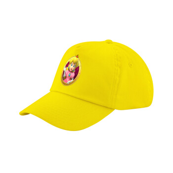 Princess Peach Toadstool, Child's Baseball Cap, 100% Cotton Twill, Yellow (COTTON, CHILD, UNISEX, ONE SIZE)