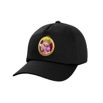 Princess Peach Toadstool, Καπέλο παιδικό Baseball, 100% Βαμβακερό,  Μαύρο