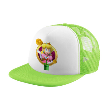 Princess Peach Toadstool, Καπέλο Ενηλίκων Soft Trucker με Δίχτυ ΠΡΑΣΙΝΟ/ΛΕΥΚΟ (POLYESTER, ΕΝΗΛΙΚΩΝ, ONE SIZE)