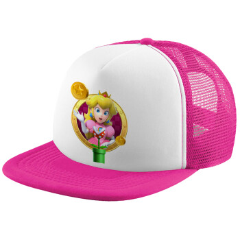 Princess Peach Toadstool, Καπέλο Ενηλίκων Soft Trucker με Δίχτυ Pink/White (POLYESTER, ΕΝΗΛΙΚΩΝ, UNISEX, ONE SIZE)