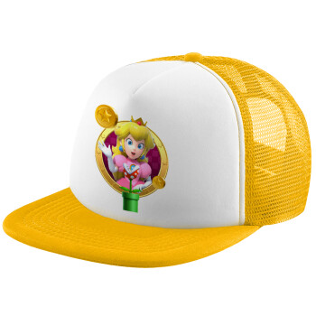 Princess Peach Toadstool, Καπέλο Ενηλίκων Soft Trucker με Δίχτυ Κίτρινο/White (POLYESTER, ΕΝΗΛΙΚΩΝ, UNISEX, ONE SIZE)