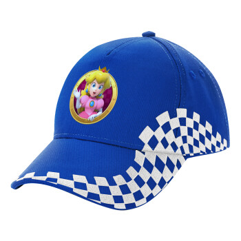 Princess Peach Toadstool, Adult Ultimate BLUE RACING Cap, (100% COTTON DRILL, ADULT, UNISEX, ONE SIZE)