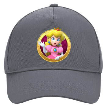 Princess Peach Toadstool, Καπέλο Ενηλίκων Ultimate Γκρι, (100% ΒΑΜΒΑΚΕΡΟ DRILL, ΕΝΗΛΙΚΩΝ, UNISEX, ONE SIZE)