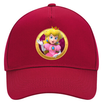 Princess Peach Toadstool, Καπέλο Ενηλίκων Ultimate ΚΟΚΚΙΝΟ, (100% ΒΑΜΒΑΚΕΡΟ DRILL, ΕΝΗΛΙΚΩΝ, UNISEX, ONE SIZE)