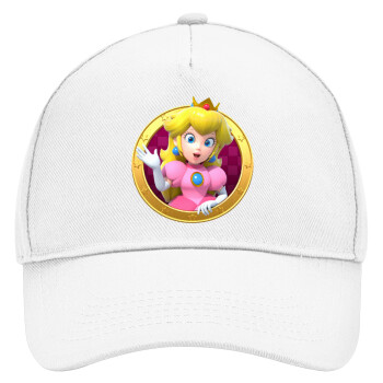 Princess Peach Toadstool, Καπέλο Ενηλίκων Baseball, Drill, Λευκό (100% ΒΑΜΒΑΚΕΡΟ, ΕΝΗΛΙΚΩΝ, UNISEX, ONE SIZE)