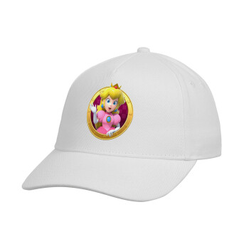 Princess Peach Toadstool, Καπέλο παιδικό Baseball, Drill, Λευκό (100% ΒΑΜΒΑΚΕΡΟ, ΠΑΙΔΙΚΟ, UNISEX, ONE SIZE)
