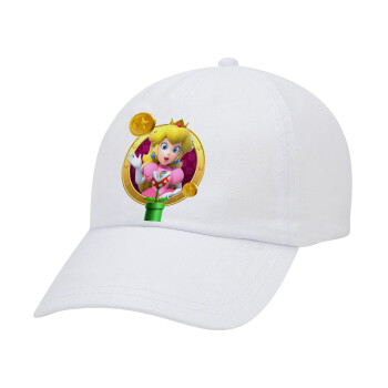 Princess Peach Toadstool, Adult Baseball Cap White 5-panel (POLYESTER, ADULT, UNISEX, ONE SIZE)