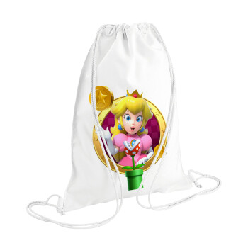 Princess Peach Toadstool, Backpack pouch GYMBAG white (28x40cm)