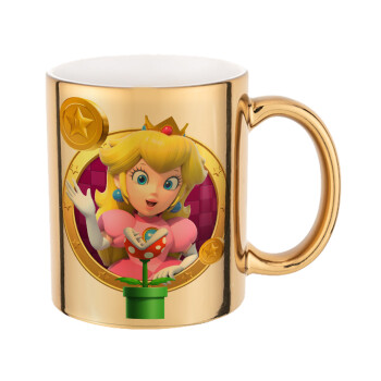 Princess Peach Toadstool, Mug ceramic, gold mirror, 330ml