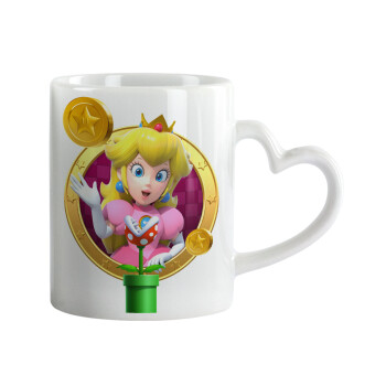 Princess Peach Toadstool, Mug heart handle, ceramic, 330ml