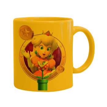 Princess Peach Toadstool, Ceramic coffee mug yellow, 330ml