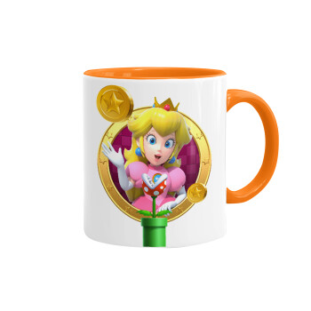 Princess Peach Toadstool, Κούπα χρωματιστή πορτοκαλί, κεραμική, 330ml