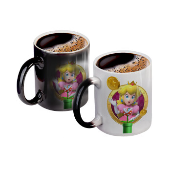 Princess Peach Toadstool, Color changing magic Mug, ceramic, 330ml when adding hot liquid inside, the black colour desappears (1 pcs)