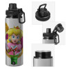 Metallic water bottle with safety cap, 850ml aluminum